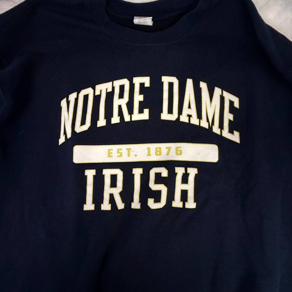 Notre Dame Fighting Irish Crewneck Sweatshirt Navy Gold Unisex Adult Est. M - Picture 3 of 8